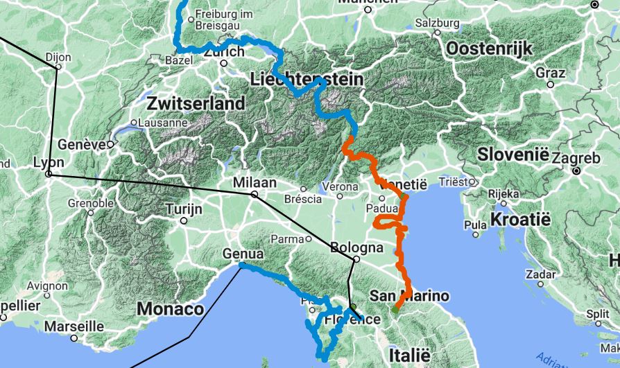 Bike touring Italië route