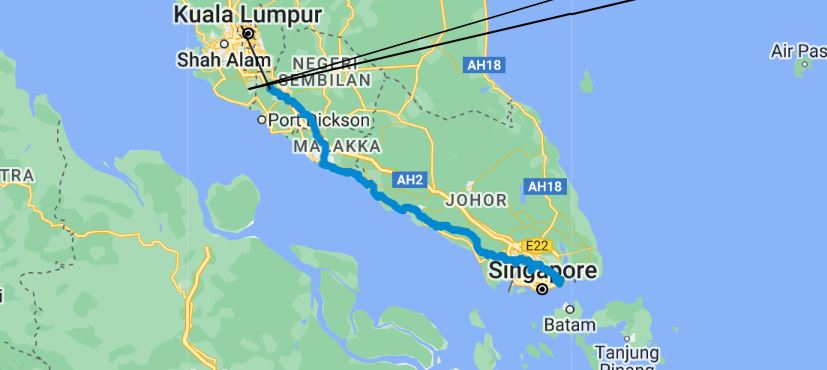Singapore tot Kuala lumpur fietsroute