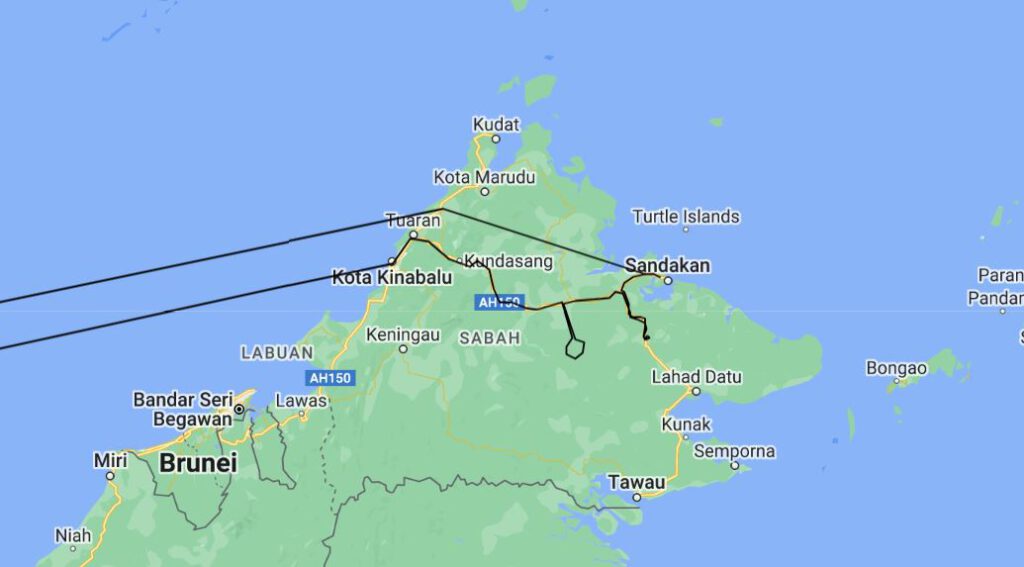Route door Borneo