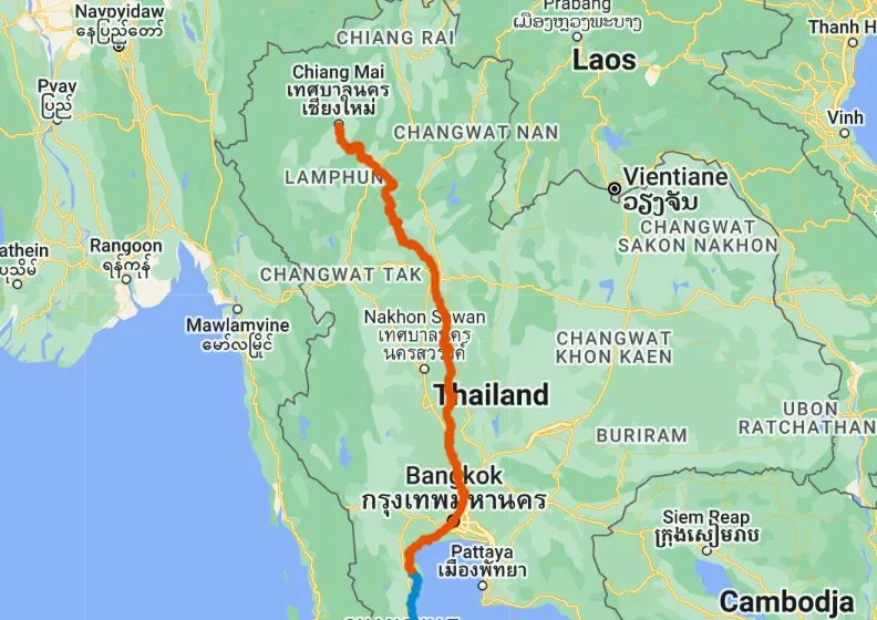 Thailand deel 2 route