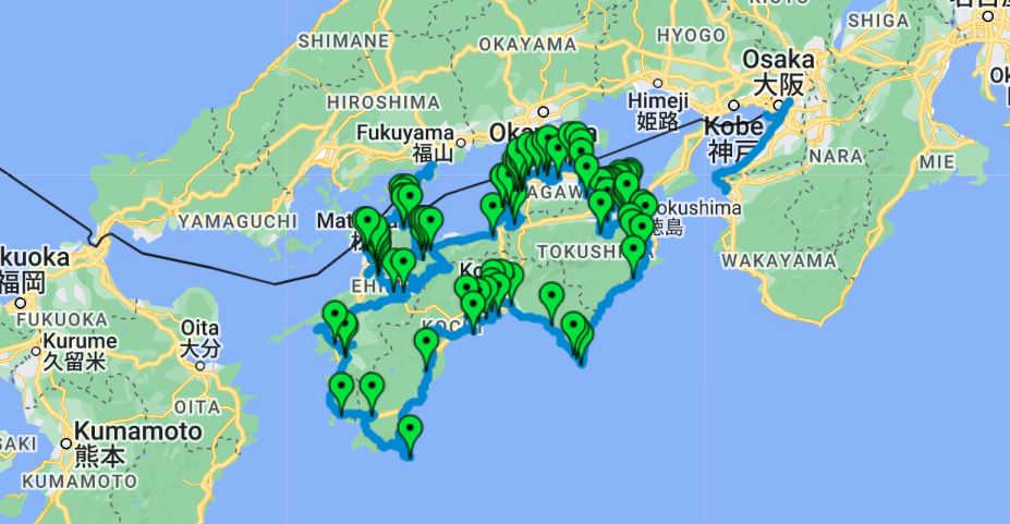 Shikoku henro route inclusief alle tempels